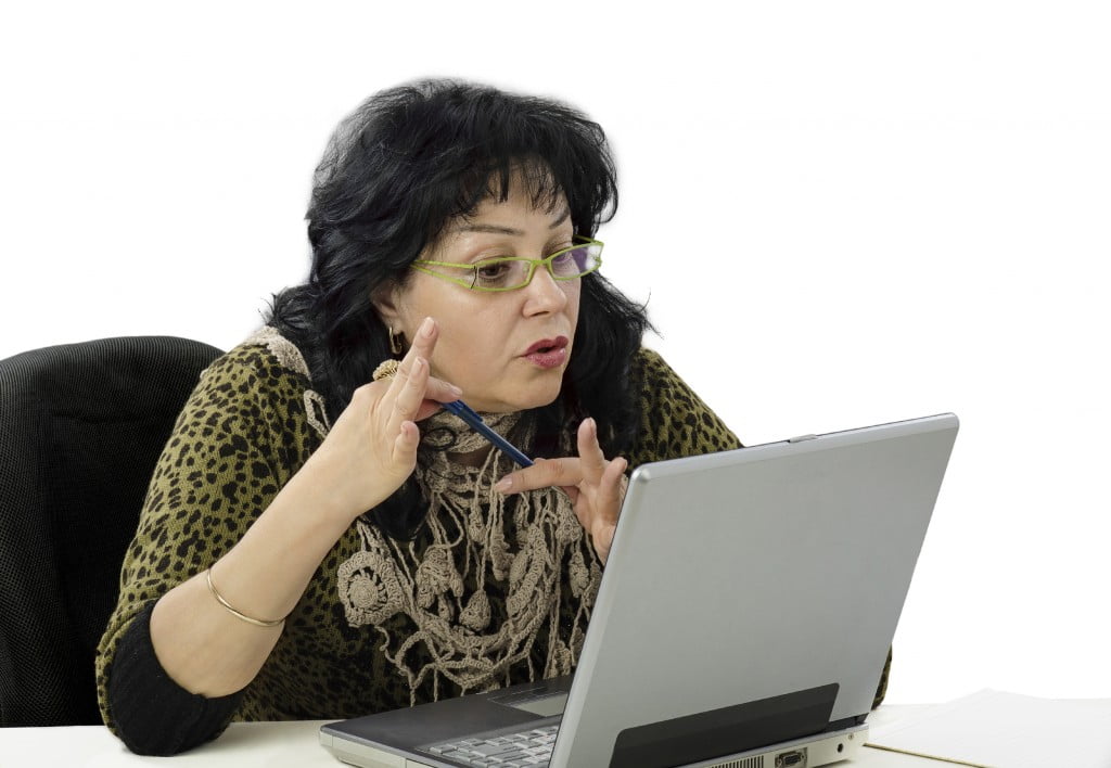 Mature woman is e learning teacher in internet